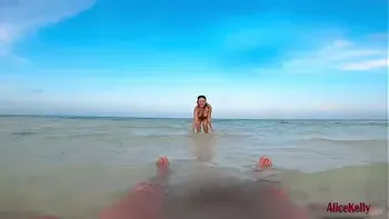 Nude Cutie Public Blowjob Big Dick and Swallows Cum on the Sea Beach