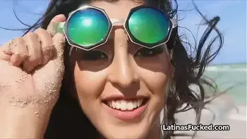 Latina from the beach craves for big cock