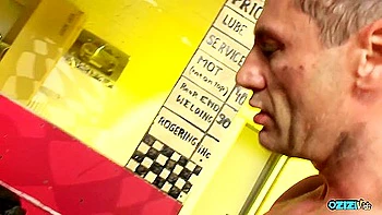 Lucky Car Mechanic Gets To Bang A Busty Slut On The Couch