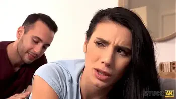 STUCK4K. Friend is happy to see the help girl not being able to move