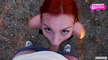 A Busty Virgin Saw A Dick On The Beach For The First Time. Public Blowjob