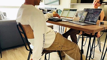 Cute Gf Sucks My Dick While I Try To Work / Soft Porn With Cute Guy