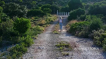 Wetting Her Jeans On A Bare Foot Hike