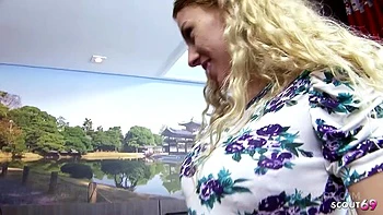 First Time Deep Anal for Petite blonde Girl with small Tits and blonde Curly Hair at Model Casting