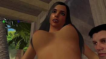 Exotic Girl rides on top a thick fat cock in a Caribbean resort - 3D Porn