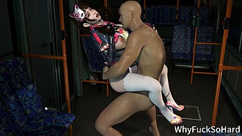 3D Cute Japanese Cosplay Slut Have Sex with Big Cock in the Bus