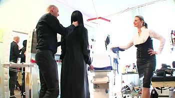 Humiliating bondage, foot stretching