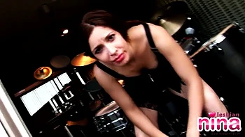 Pussy play scene with naughty Nina lesbo babe in POV