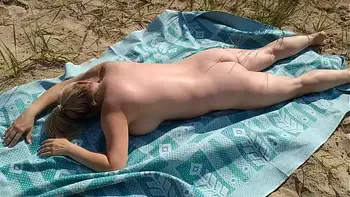 Big Dick Guy Jerks Cock Near Sunbathing Nude Beach Girl