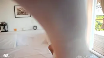 Sexy Babe Melena Maria in White Lingerie