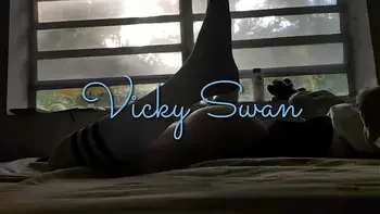 Teen in skirt and stockings uniform rubbing clit until shaking orgasm