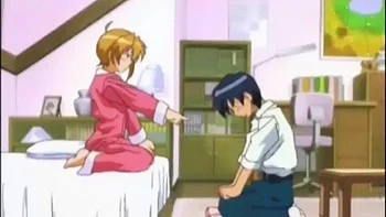 Weird anime hentai storyline with angry busty teen slut