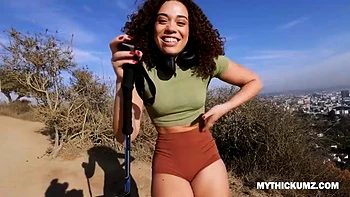 Thick ass hiking ebony picks up dick on her trip for a deep hammering session
