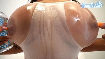 Brunette Big Tits MILF Strips Naked Oils Up And Masturbates On Cam by CamSoda: Porn