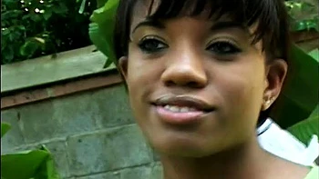 Sweet busty ebony teen tries a huge cock