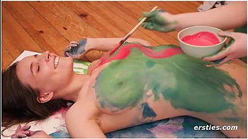 Maria G And Olivia S Enjoy Body Painting And Pussy Licking