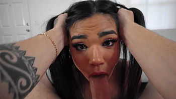 Hot latina teen Summer Col gets her throat gagging with bbc