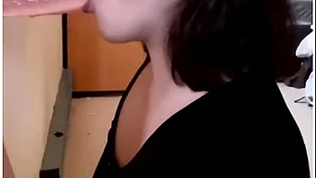 Sucking And Gagging On A Dildo