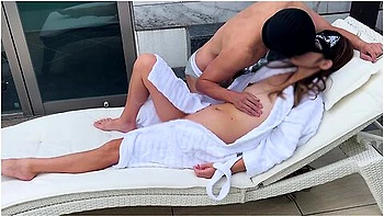 Beautiful Woman Restrained To A Chair Outdoors And Squirted Without A Condom