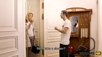 SHAME4K. Amazing cougar comes to take a shower but ends up having sex
