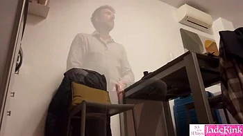 Kitchen Blowjob in Heels - Slut in Tight Bodysuit Sucks Dick Rough POV