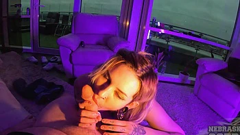 A hot tattoo couple has sex, with a blowjob and more