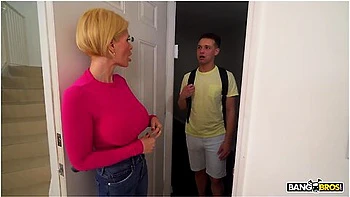 Casca Akashova Invites Her Stepsons College Friend In The Shower So He Can Wash Her Tits