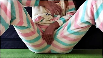 Schoolgirl With Small Tits In Pajamas Masturbate Pussy And Squirting Orgasm