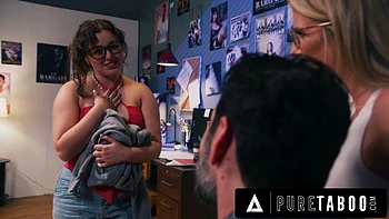 PURE TABOO Cunning Cory Chase Blocks Stepson At Door While Husband Fucks His Naive GF Leana Lovings