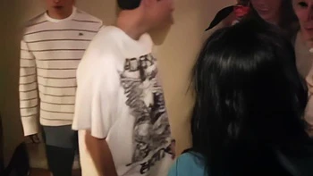 Throat and pussy banged college slut toys her clit