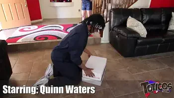 You Broke my Cookie Jar! Blonde w/ big tits gets pissed off and goes Karen on her black handyman then straddles his big black cock on the stairs. After doggystyle interracial fuck she swallows his cum on theshimmyshow episode 57 ft Quinn Water