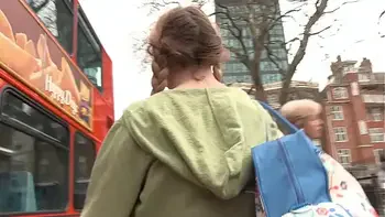 Sexy and a little shy pissing in public and masturbating outside hidden in the bathroom