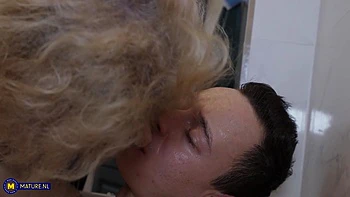 Toyboy Loves Fucking His Shaved 72 Year Old Stepgrandma Noretta On Her Couch