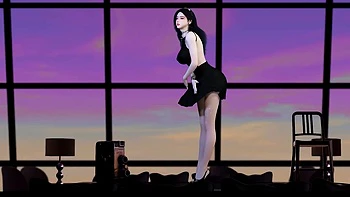 3D Skinny Asian Stripper Naked Her Perfect Ass Dance for You