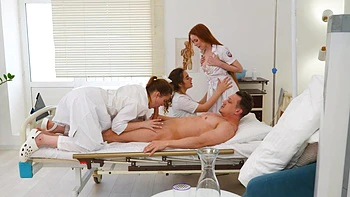 Two sexy nurses, nicole and Mia Murkovski, are getting fucked hard.