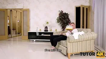 TUTOR4K. Nerdy chemistry teacher dragged into sex with angry student