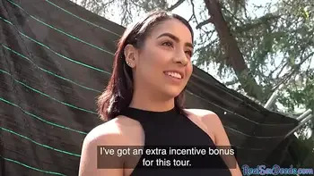 Spanish babe gets fucked in public after giving blowjob