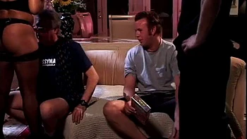 Horny black bitch gets two white cocks