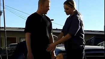 Cute blonde thanks man who fixed her car