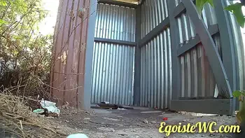 NEW! Beautiful pissing in a rural toilet in the fresh air.