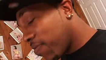 Brunette exposed her pussy to black guys tongue