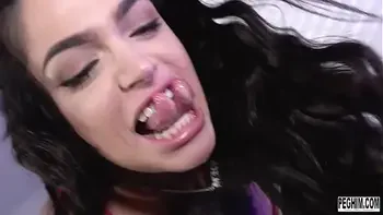 Tattooed beauty leigh raven uses her split tongue to lick Michael Vegas anus