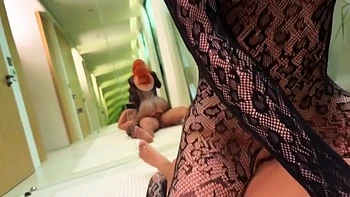 Redhead Beauty In Fishnet Bodystocking With Sweetie Fox