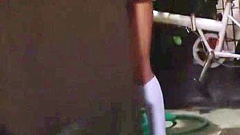 For some reason, her buttocks are touched, her lower body is exposed, and she is handcuffed, unable to move.