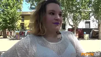 From TV to PORN. Chubby blonde (Extremely DIRTY) tries her first anal scene with another TV dude!