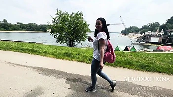 Eva Wetting Her Jeans In The Lake Park