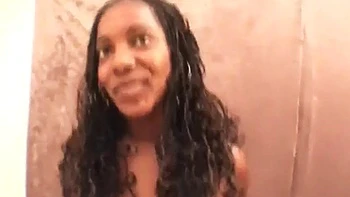 Cum hungry ebony slut goes down on dick in POV close up