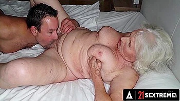 Horny Granny Cheats Her Husband By Puts A Hard Cock In Her Hairy Old Pussy