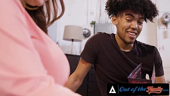 OUT OF THE FAMILY - Busty MILF Natasha Nice Offers Her Huge Tits To Eat To Her Teen Stepson