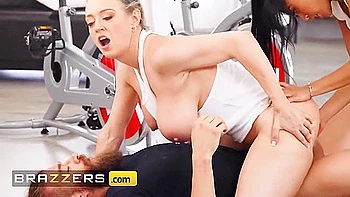 Hot - Busty Dee Williams & Petite Ember Snow Catch Xander Corvus Masturbate While They Work Out